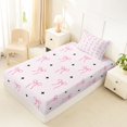 thumbnail image 5 of Erosebridal Pink Princess Bow Twin Sheet Sets for Girls, Cartoon Star Print Bedding for Women, 3 Pieces, 5 of 6