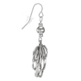 thumbnail image 4 of Antique Silver Hammered Flower Petal Boho Statement Earrings, Platinum Ear Wires, 4 of 5