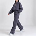 thumbnail image 6 of Gamivast Women's 2 Piece Sweatsuit Cropped Zip up Jacket and High Waisted Pants Set Casual Tracksuit Fall Winter Athletic Lounge Outfits Activewear, 6 of 6