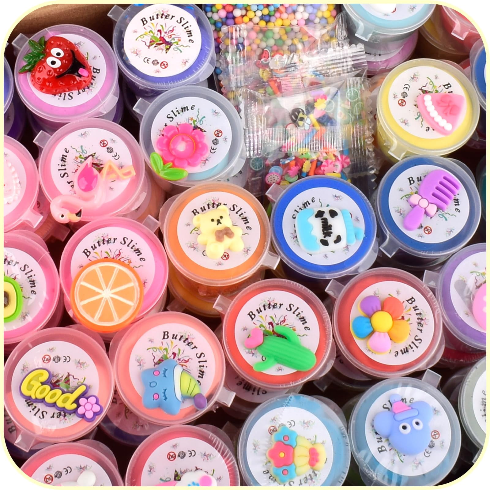 58 Pack Mini Easter Slimes kit, Butter Slime Party Favors, Slime Bulk Toy for Classroom Prizes, Goodie Bag Stuffers for Kids Boys Girls, Ideal Birthday Easter Filling Gifts