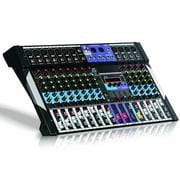 12-Channel Bluetooth Studio Audio Mixer - DJ Sound Controller Interface w/ USB Drive for PC Recording Input, RCA, XLR Microphone Jack, 48V Power, 24BIT Digital Multi Effect Processor