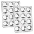 thumbnail image 1 of Molde para magdalenas P&P CHEF de acero inoxidable, 12 tazas, juego de 2, 1 of 7