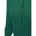 thumbnail image 4 of A2Y Women's Solid Cropped 3/4 Sleeve Button Down Crew Neck Knit Cardigan Sweater Kelly Green XL, 4 of 5