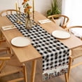 thumbnail image 3 of Farm Black Table Runner - 60 Inch Long, Kitchen Dining Table Runner Dresser Scarves, Brown Western Texas Star Plaid Country Berry Farmhouse Decor for Coffee Tables Wedding Party Banquet, 3 of 8