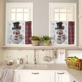 thumbnail image 4 of Christmas Snowman Kitchen Curtains and Valances Set, Red Plaid Cardinal Bird Snowflowers Wood Rod Pocket Window Valance Window Curtain Panels for Living Room Bedroom Laundry, 27.5x24in, 3 Pieces, 4 of 7