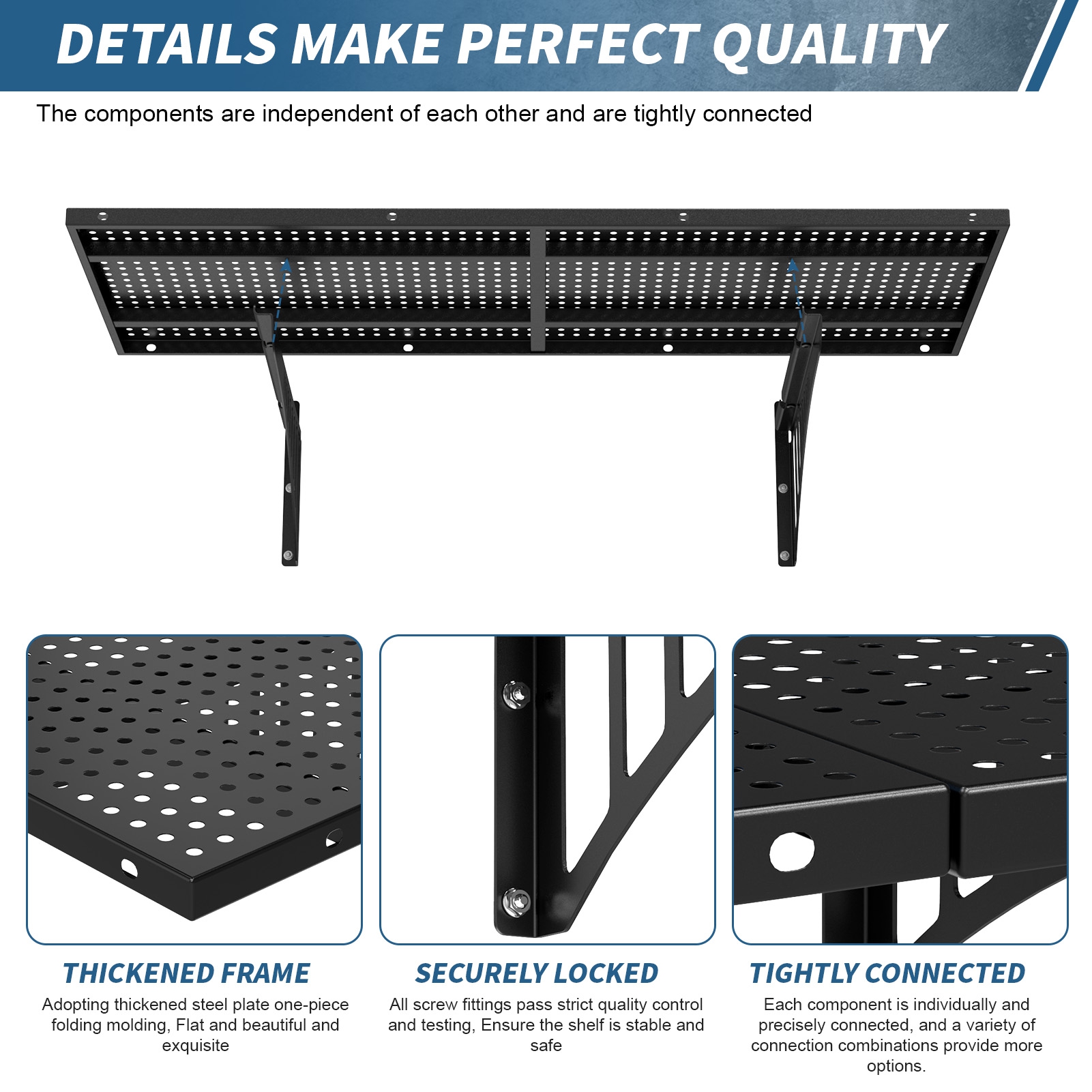 Yedigre 530 lbs Heavy Duty Wall Shelf – 2-Pack Steel Floating Shelves (1.5’x3.6′), for Garage & Workshop