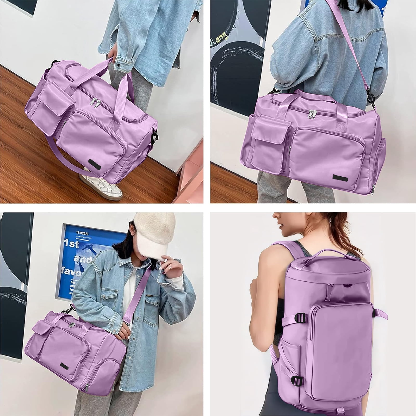 Gynky Duffel Bag 4 in 1 Travel Backpack Duffle Bag Weekender Bags for Women Gym Bag with Shoe and Wet Compartment Carry On Dance Bag