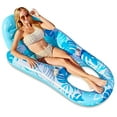 thumbnail image 3 of Joyfy Inflatable Pool Lounger Raft with Cup Holders Adult, Tropical Leaves Pool Float Lounger, Blue, 3 of 8