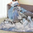 thumbnail image 6 of Honeii Horses Running Through The Water Print Fleece Blanket - Throw Blanket for Bed, Sofa, Couch, Camping, and Travel , Microplush Ultra Soft Warm Blanket-80"x60", 6 of 7