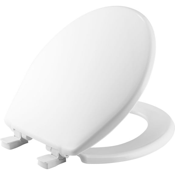 BEMIS Round Plastic Toilet Seat in White with Easy-Clean & Change and Whisper-Close