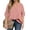 Pink, variant on WellSize 3/4 Roll Sleeve Work Shirts for Women Plus Size Tunic Tops Flowy V Neck Button Down Blouses with Pockets