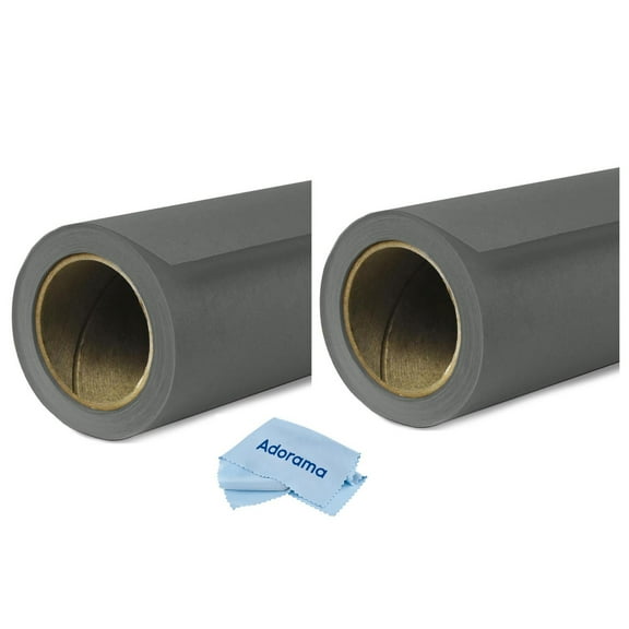 Savage 2 Pack Widetone Seamless Background Paper, 86" wide x 36' Thunder Gray, #27 - With Microfiber Cleaning Cloth