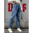 thumbnail image 2 of Jeans for Women Y2k Vintage Wash Blue Long Denim Pants Jeans Waisted High Elastic Jeans Cuffed Jeans Casual Street Trend Fashion Daily, 2 of 4