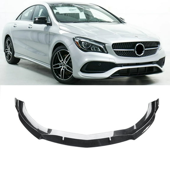 NINTE Front Bumper Lip for 2017-2019 Mercedes-Benz C117 CLA-Class CLA 250 4MATIC ABS Lower Spoiler Splitter Carbon Fiber Look