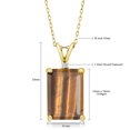 thumbnail image 3 of Gem Stone King 18K Yellow Gold Plated Silver Brown Tiger Eye and White Moissanite Pendant Necklace for Women (6.52 Cttw, Gemstone Birthstone, Emerald Cut 14X10MM, with 18 inch Silver Chain), 3 of 4