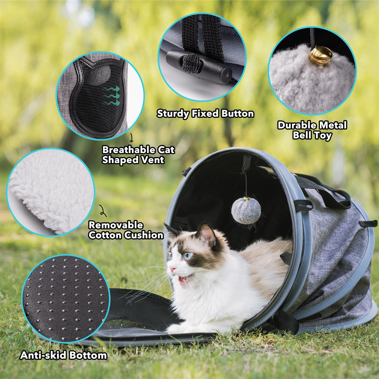 Pefilos 20" 3 in 1 Pet Carrier for Small Cats Dogs, Cat Carrier Travel Bag with Adequate Ventilation, Foldable Tunnel Pet Travel Carrier Bag Toy Cat Bed with Plush Balls, Black Pefilos 20" 3 in 1 Pet Carrier for Small Cats Dogs, Cat Carrier Travel Bag with Adequate Ventilation, Foldable Tunnel Pet Travel Carrier Bag Toy Cat Bed with Plush Balls, Black