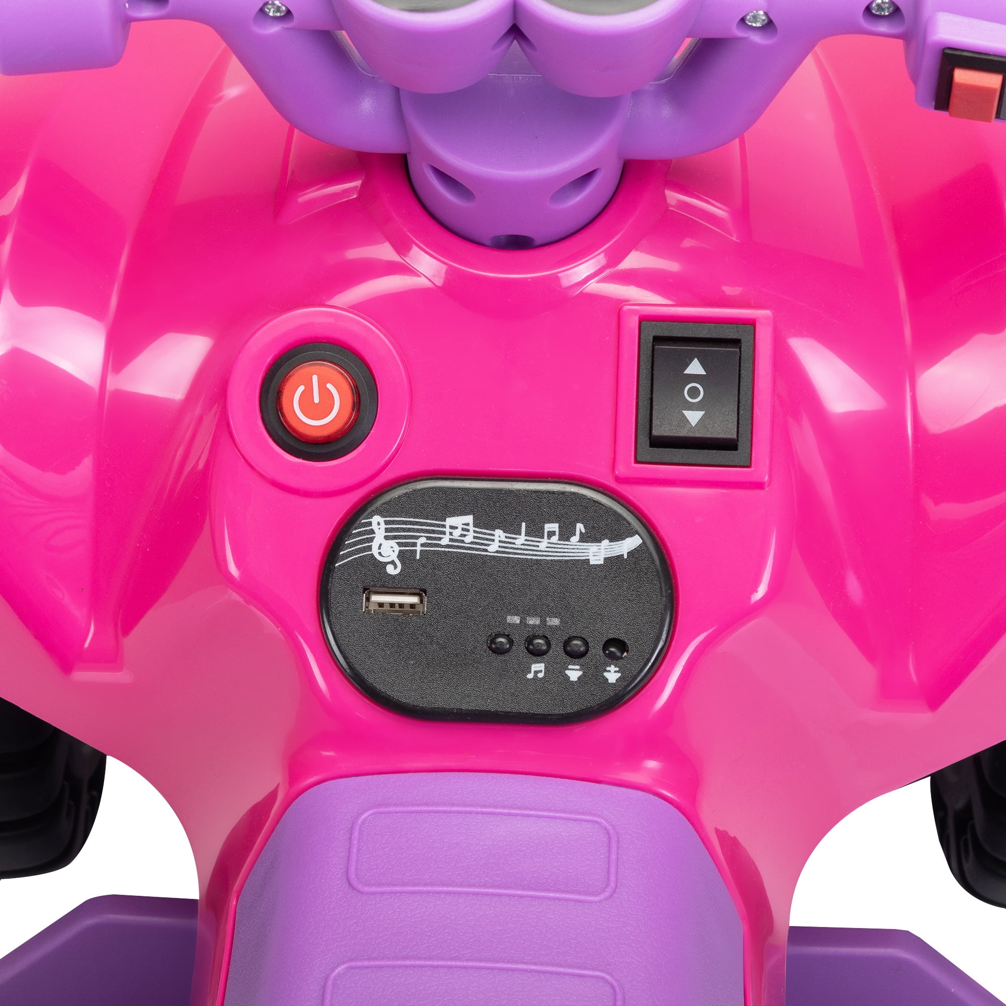 Senbabe 6V Battery Powered Ride-on ATV Car Toy with Spray Device, MP3 Player, LED Lights, Bluetooth and USB Port, Gift for Ages 3-5 Years Old-Rose Red