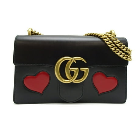 Pre-Owned Gucci GG Marmont Chain Shoulder Bag Women's 431777 Leather Black (Good)