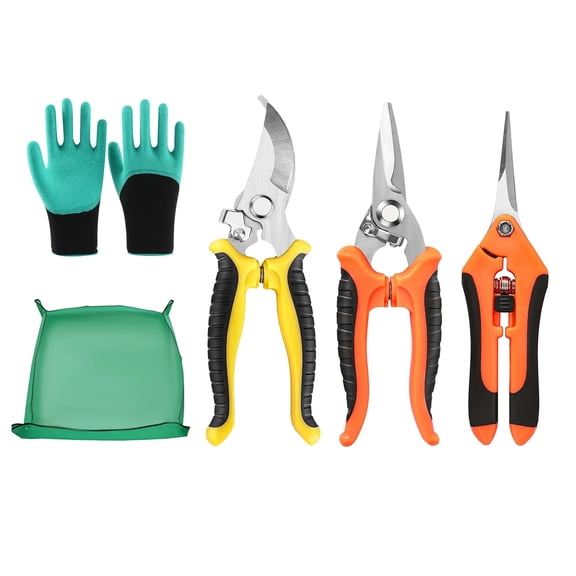 DIYMAG 3 Pcs Garden Pruning Shears 39in Plant Repotting Mat and Gloves, Stainless Steel Gardening Shears Gardening Tools Set