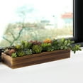 thumbnail image 4 of MyGift 15 inch Rustic Brown Wood Planter with Artificial Succulent, 4 of 7