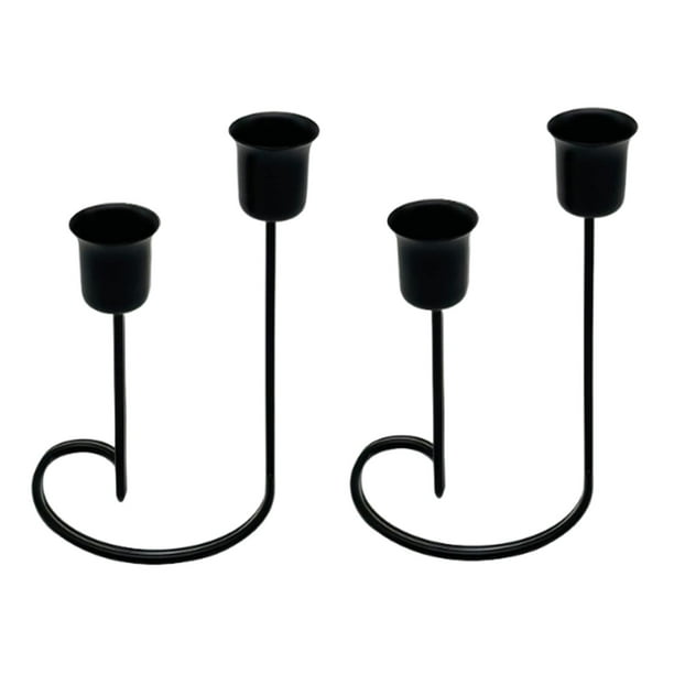 2 candelabros de pilar, soportes cónicos para velas, base en forma de medio corazón, candelabros sencillos para banquetes y decoración del hogar.