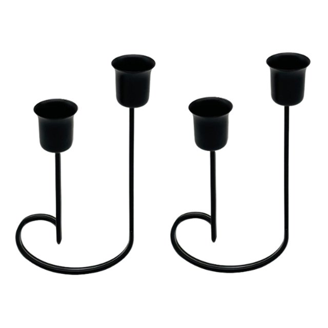 2 candelabros de pilar, soportes cónicos para velas, base en forma de medio corazón, candelabros sencillos para banquetes y decoración del hogar.