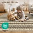 thumbnail image 4 of ODIKA Patchwork Faded Interlocking Blocks Motif Circle Round Border for Living Room, Under Sectional, Family , Non-Slip Flatwoven, 4 of 7