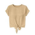 thumbnail image 6 of Craaazy Women's Relaxed Fit Summer Short Sleeve Topss, Round Neck Bow Knot Casual Shirt, Loose Fit Comfy Tee for Everyday Outfits Gifts, 6 of 7