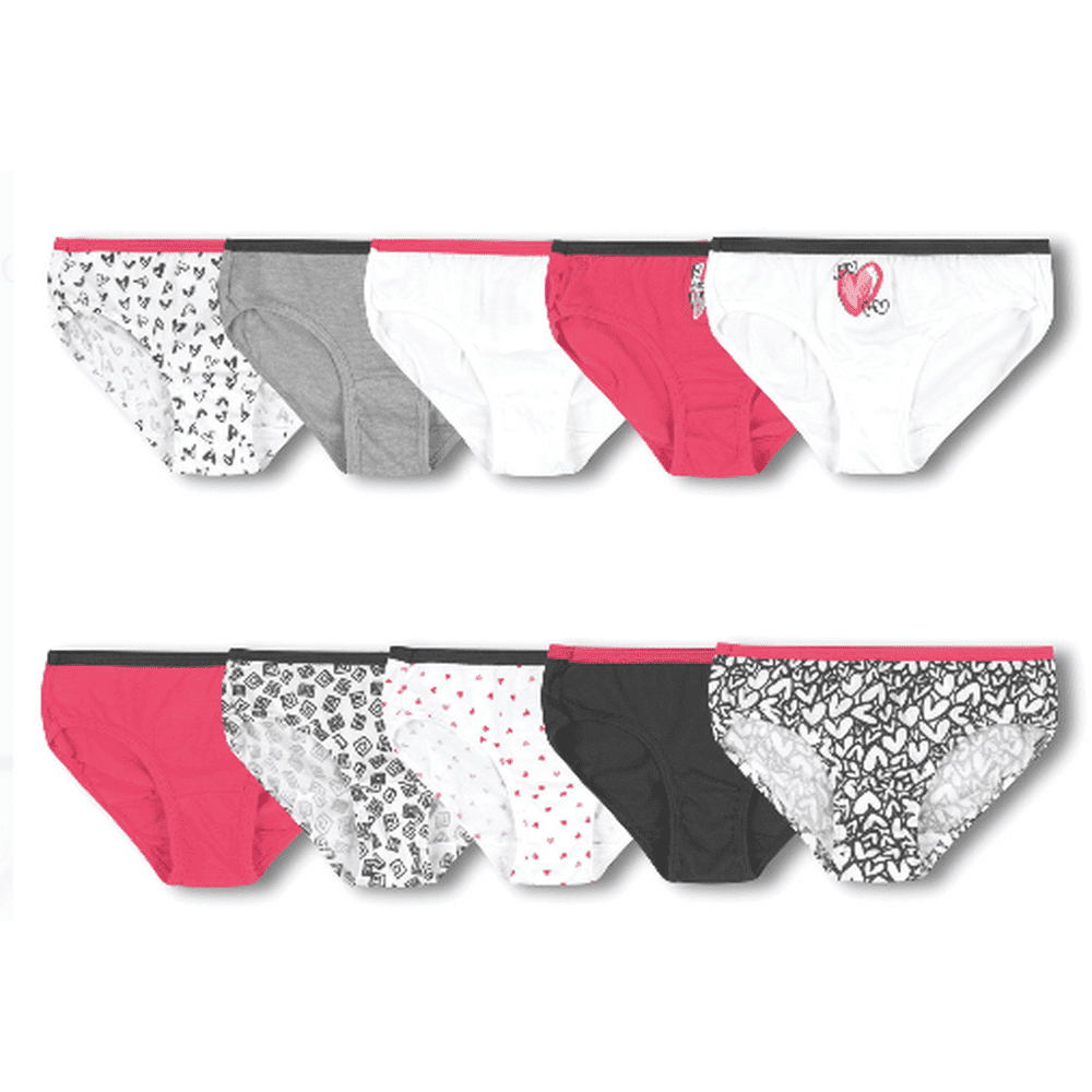 Hanes Hanes Girls Underwear, 10 Pack Tagless Hipster Heart Panties