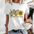 thumbnail image 2 of Lilgiuy Discount Women Peace Love Sunshine Letter Shirt Summer Short Sleeve Top Sunflower Print Casual Crewneck T-Shirt Soft Blouse Tee, 2 of 6