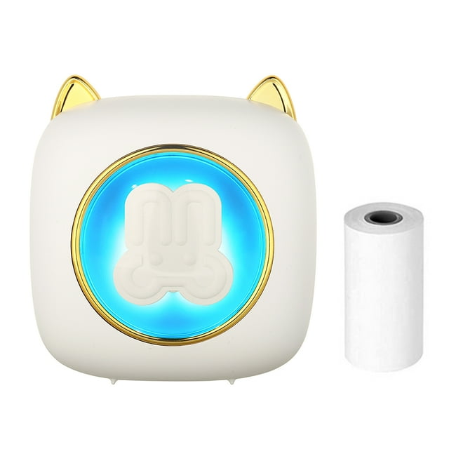 yeacher C23 Portable Bluetooth Thermal Label Printer with Rechargeable Battery, White Rabbit Design, Includes 1 Thermal Paper Roll, Compact Size for Photos, Notes, and Receipts