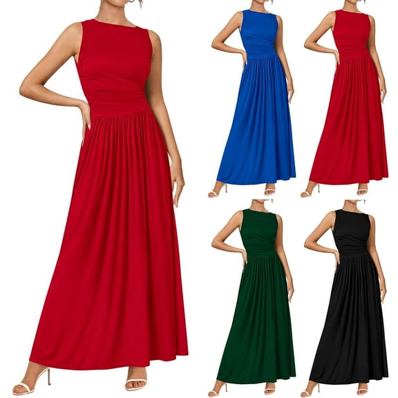 Eiyaclvo Cocktail Dresses for Women Summer Sleeveless High Neck Wedding Guest Dress Elegant formal Evening Party Maxi Dresses Mother of Bride Dresses
