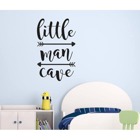 Little Man Cave Wall Decals Kids Nursery Vinyl Wall Stickers Boys Room Door Wall Decoration 26x42cm