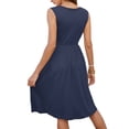 thumbnail image 4 of OutfitShow Women Summer Dresses V Neck Sleeveless Casual Flowy Sundresses Button Floral Midi Dress with Pockets, 4 of 7