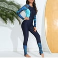 thumbnail image 4 of Dezsed Women Long Sleeve One Piece Swimsuit Zipper Printed Surfing Bathing Suit UPF 50+ Sporty Swimwear Jumpsuit Navy XL, 4 of 8