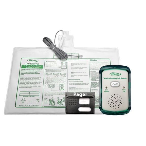 Smart Caregiver Wireless Economy Quiet Fall Alert with 10in x 15in Chair Pad and Caregiver Pager