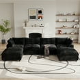 thumbnail image 3 of Modular Sectional Sofa,Oversized U Shaped Sofa with Ottomans,Plush Deep Seat Cloud Sofa Couch for Living Room,Apartment,Couch Cushion Covers Removable(Black,4 Seat with 2 Ottomans), 3 of 13