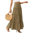thumbnail image 4 of PRETTYGARDEN Women's Tiered Maxi Skirt Summer Spring Fashion High Waisted Long Flowy Casual Boho Beach Vacation Clothes, 4 of 10