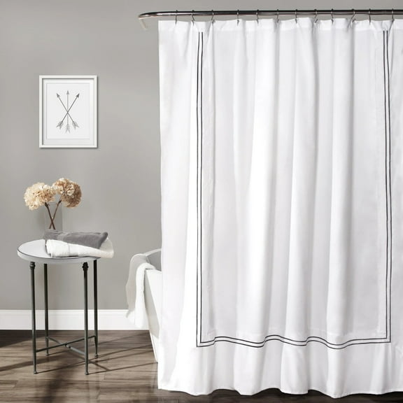 Lush Decor Hotel Collection Geometric Shower Curtain, 72x72, White/Gray, Single