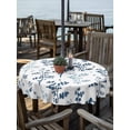thumbnail image 2 of Outdoor Tablecloth with Umbrella Hole for Patio/Picnic/Party/Camping, Blue Botanical Waterproof Table Cloth Round Cover Washable, Watercolor Spring Floral Summer Leaf (Dia 54"), 2 of 8