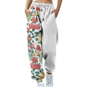 【Black Friday deals】Birdeem Women's Fashion Casual Printing Pocket Elastic Waist Trousers Long Straight Pants Sweatpants