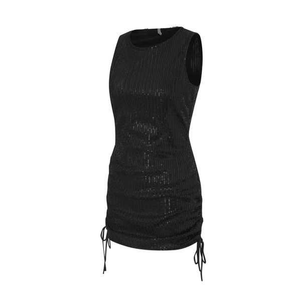 Vestido de cóctel con lentejuelas para mujer, con cuello en V, vestido de fiesta con purpurina y ceñido al cuerpo XBTCLXEBCO Negro, Extra Grande