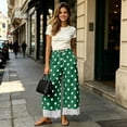 thumbnail image 4 of Elvqul Pants for Women Pull On Elastic Waisted Bottoms Straight Leg Summer Spring Wide-Leg Drawstring Womens Pants, 4 of 8