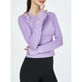 thumbnail image 2 of Liacowi Women Workout Tops Solid Color Cutout Long Sleeve Yoga Athletic Shirt for Sports Gym Running Activewear, 2 of 9