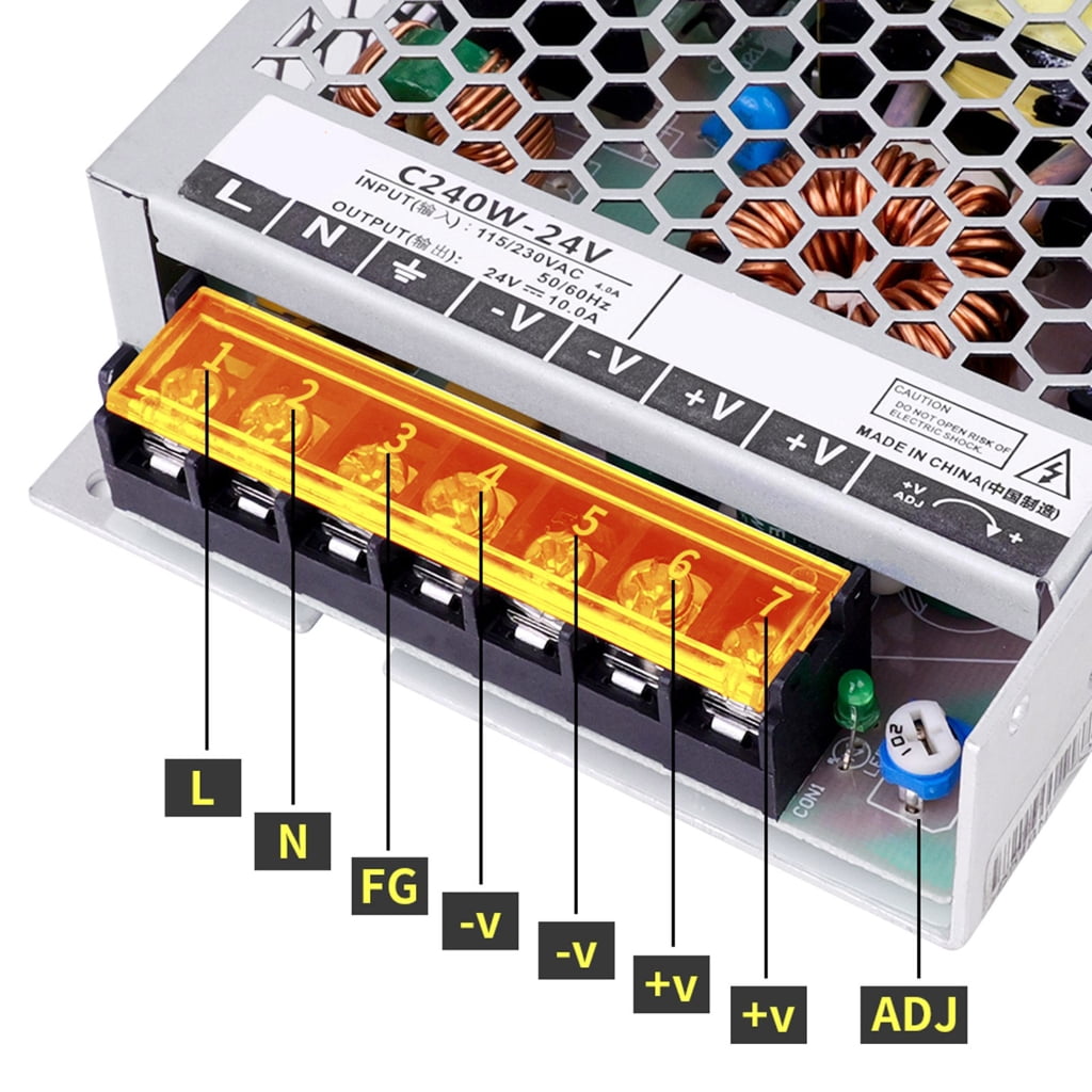 24V Power Supply For Printers Metal Housing Enhances Heat Dissipation Via Meshed Design High Output Compactly & Quiet
