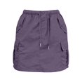 thumbnail image 5 of Arlun Women's Plus Size Drawstring Elastic Waist Cargo Skirts with Flap Pockets Summer Causal Solid Color Mini Short Skirts Simple Stylish Slim Fit Streetwear Dark Purple XL, 5 of 6