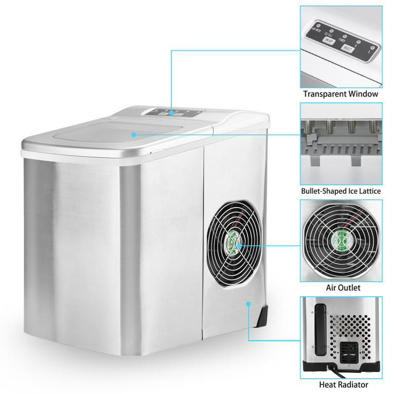 Elexnux 9.5 in. 26 lbs. Portable Countertop Ice Maker Machine for