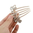 thumbnail image 3 of 1 Pc Women Flowers Hair Insert Comb for Straight Thick Wavy Curly Hair White Alloy Rhinestone, 3 of 3