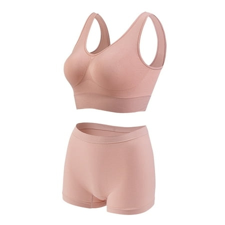 Clearance!Uooqdmx Lingerie for Women Plus Size Lingerie Sports Bra Fitness Running Yoga Vest without Rims Large Size Breathable Sports Bra Set Women s Lingerie  Sleep & Lounge Pink L
