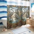 thumbnail image 5 of No Hook Shower Curtain, Vintage Cranes Shower Curtains for Bathroom with See Through Top Window, Country Retro Chic Glass Flower Textured Waterproof & Washable Bath Curtain Long 72"x78", 5 of 9